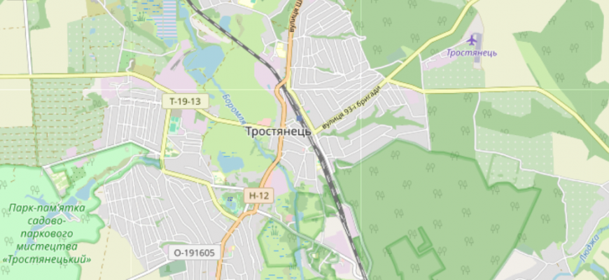 Мапа міста Тростянець